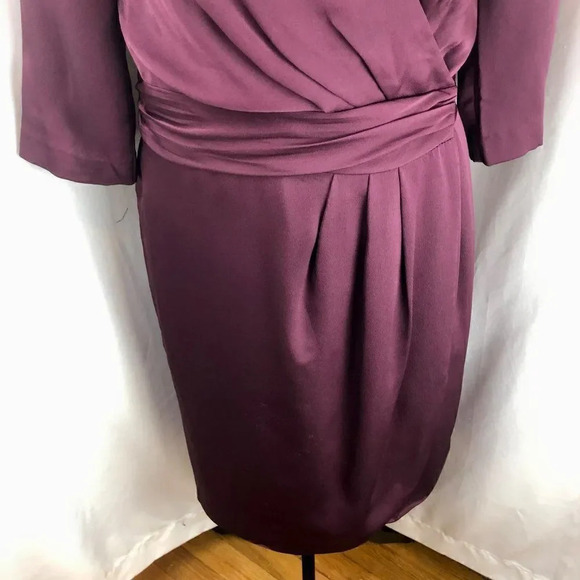 Banana Republic Tall Wrap Dress Plum Burgundy Jewel Tone 3/4 Sleeve Size 10 - Picture 4 of 12